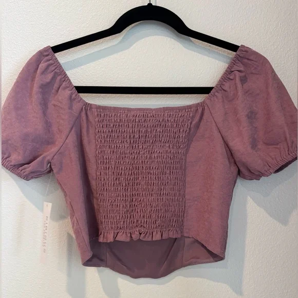 Kirious Los Angeles NWT Women's Lilac Purple Puff Sleeve Corset Top - Picture 2 of 4